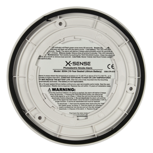 Détecteur de fumée autonome Durée de vie de la batterie 10 ans Certifié EN 14604:2005 Témoin lumineux d'alarme Alarme sonore 85 dB à 3m Bouton de test  