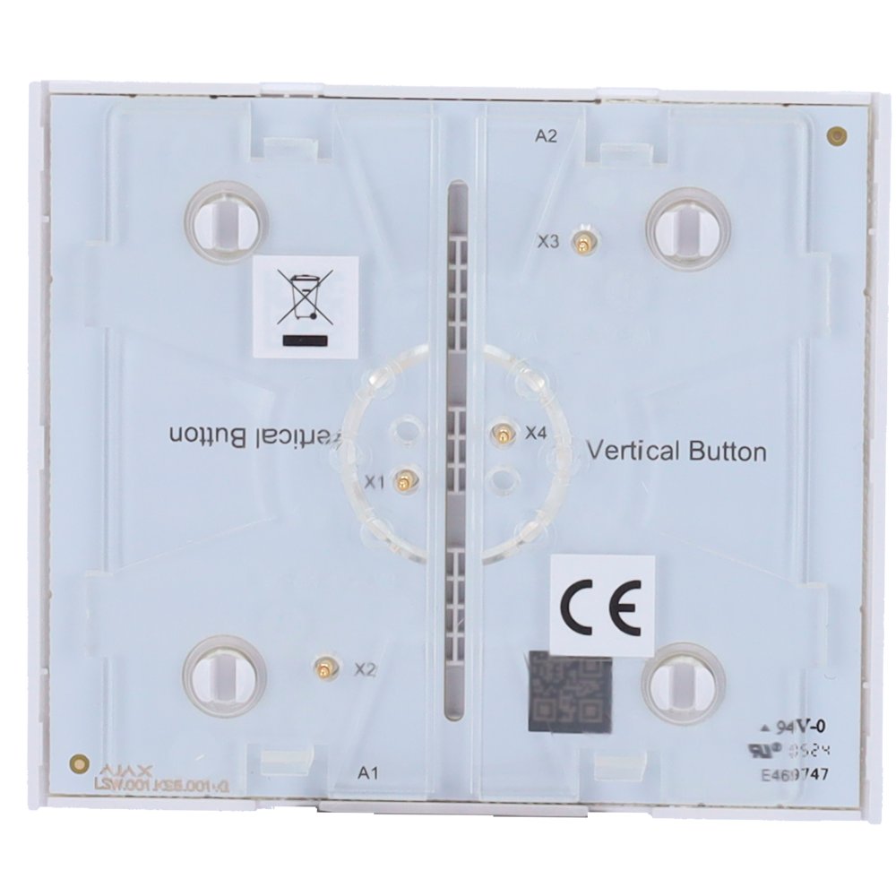 Panneau tactile pour interrupteur vertical - Compatible avec AJ-LIGHTCORE-1G-VERT / -2W-VERT - Rétro-éclairage LED - Panneau tactile central sans contact - Couleur blanche - Ajax - LightSwitch Bouton central Vertical