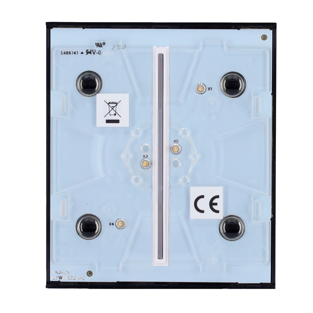 Panneau tactile pour double interrupteur d'éclairage  - Compatible avec AJ-LIGHTCORE-2G - Rétro-éclairage LED - Panneau tactile central sans contact - Couleur noir - Ajax - LightSwitch CenterButton