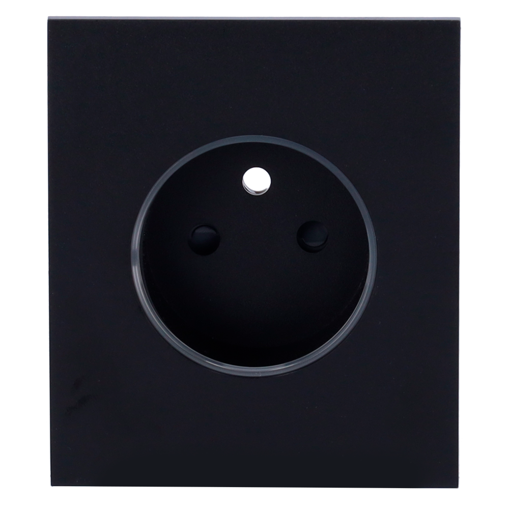 Cache-prise central pour prise intelligente de type E - Compatible avec AJ-OUTLETCORE-SMART-E - Indicateur LED de l'état de la prise et de la consommation d'énergie - Bouton tactile pour la commande manuelle - Rétro alimentation LED - Couleur noir