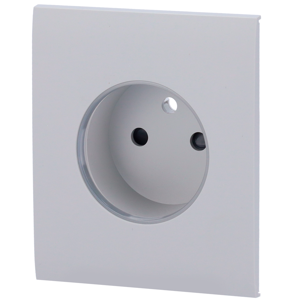 Cache-prise central pour prise intelligente de type E - Compatible avec AJ-OUTLETCORE-SMART-E - Indicateur LED de l'état de la prise et de la consommation d'énergie - Bouton tactile pour la commande manuelle - Rétro alimentation LED - Couleur brouillard