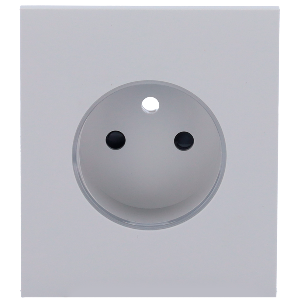 Cache-prise central pour prise intelligente de type E - Compatible avec AJ-OUTLETCORE-SMART-E - Indicateur LED de l'état de la prise et de la consommation d'énergie - Bouton tactile pour la commande manuelle - Rétro alimentation LED - Couleur brouillard
