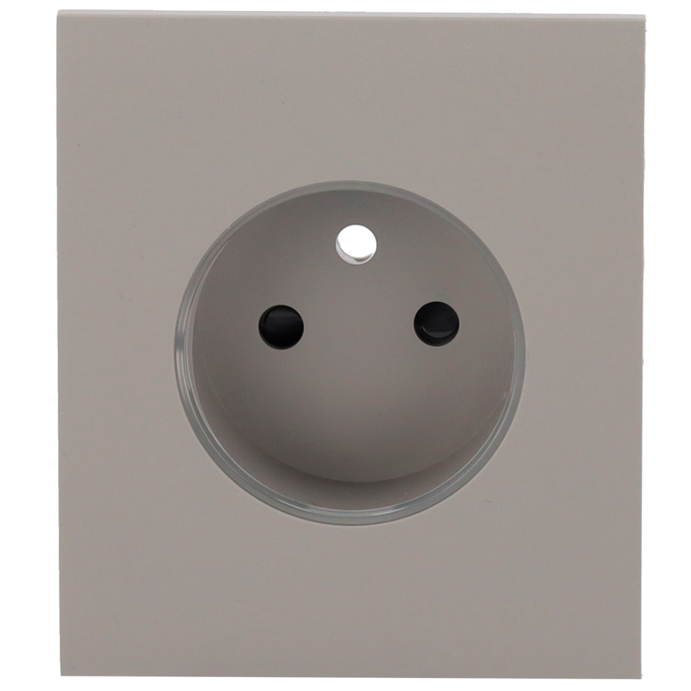 Cache-prise central pour prise intelligente de type E - Compatible avec AJ-OUTLETCORE-SMART-E - Indicateur LED de l'état de la prise et de la consommation d'énergie - Bouton tactile pour la commande manuelle - Rétro alimentation LED - Couleur Gris
