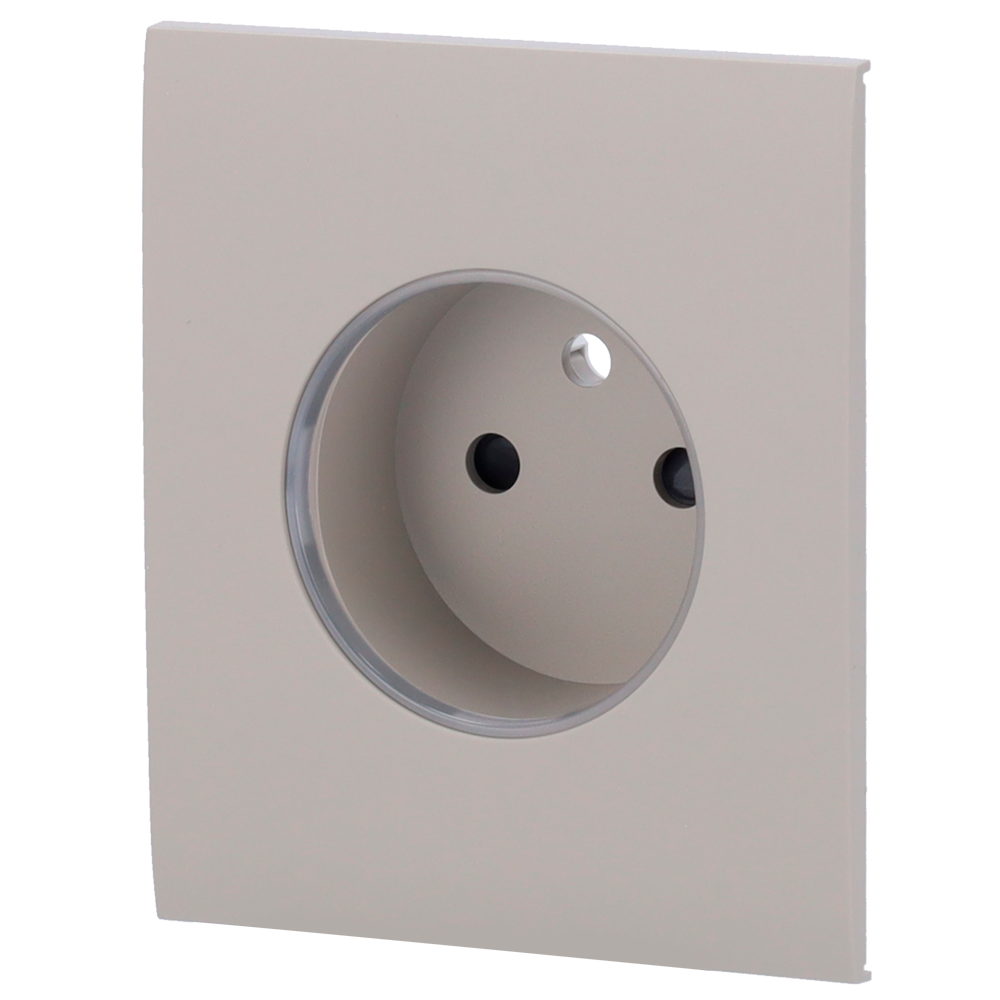 Cache-prise central pour prise intelligente de type E - Compatible avec AJ-OUTLETCORE-SMART-E - Indicateur LED de l'état de la prise et de la consommation d'énergie - Bouton tactile pour la commande manuelle - Rétro alimentation LED - Couleur olive