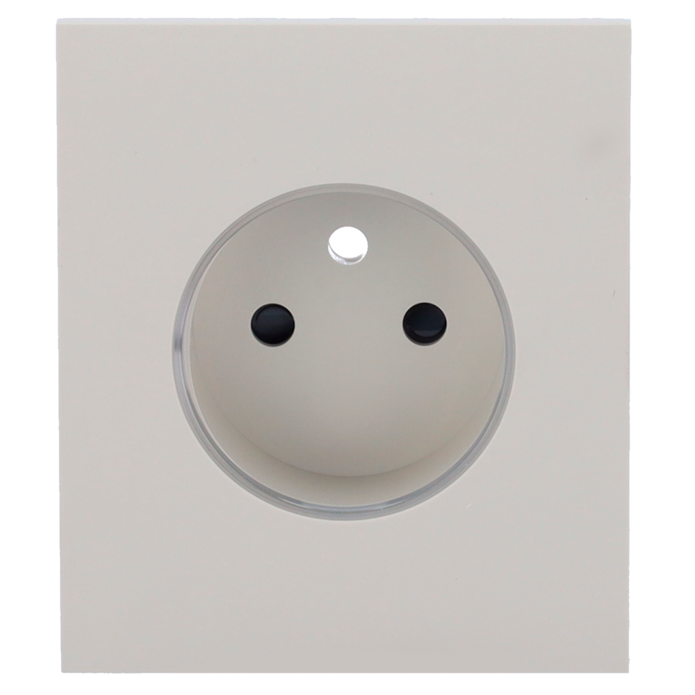 Cache-prise central pour prise intelligente de type E - Compatible avec AJ-OUTLETCORE-SMART-E - Indicateur LED de l'état de la prise et de la consommation d'énergie - Bouton tactile pour la commande manuelle - Rétro alimentation LED - Couleur huître