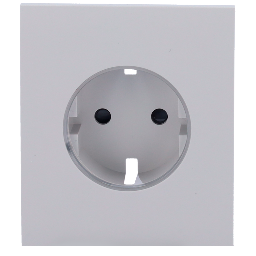 Cache-prise central pour fiche intelligente de type F - Compatible avec AJ-OUTLETCORE-SMART - Indicateur LED de l'état de la prise et de la consommation d'énergie - Bouton tactile pour la commande manuelle - Rétro alimentation LED - Couleur brouillard