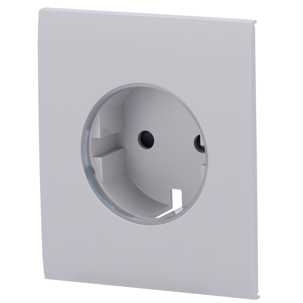 Cache-prise central pour fiche intelligente de type F - Compatible avec AJ-OUTLETCORE-SMART - Indicateur LED de l'état de la prise et de la consommation d'énergie - Bouton tactile pour la commande manuelle - Rétro alimentation LED - Couleur brouillard