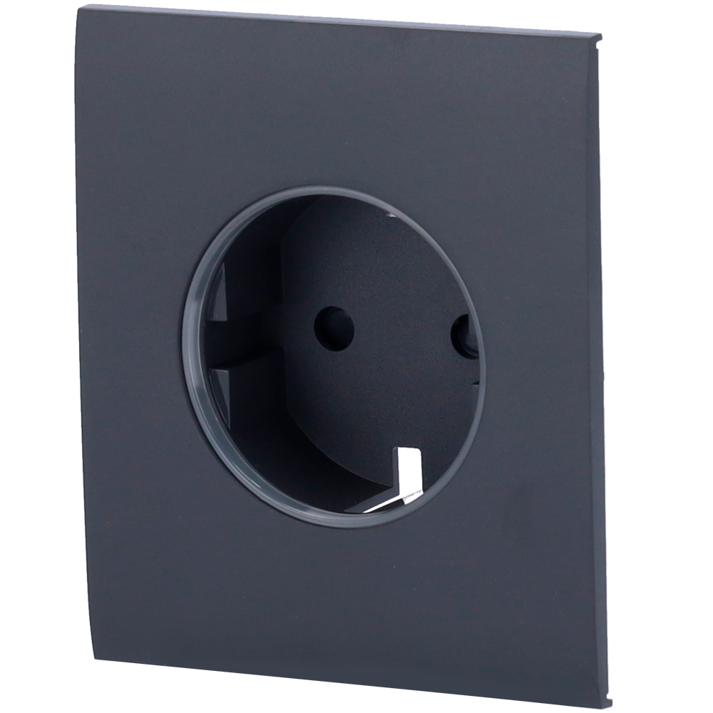 Cache-prise central pour fiche intelligente de type F - Compatible avec AJ-OUTLETCORE-SMART - Indicateur LED de l'état de la prise et de la consommation d'énergie - Bouton tactile pour la commande manuelle - Rétro alimentation LED - Couleur graphite