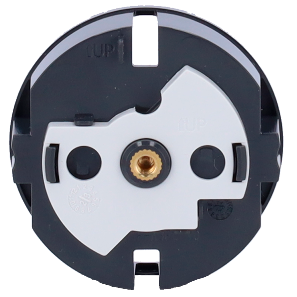 Cache-prise central pour fiche intelligente de type F - Compatible avec AJ-OUTLETCORE-SMART - Indicateur LED de l'état de la prise et de la consommation d'énergie - Bouton tactile pour la commande manuelle - Rétro alimentation LED - Couleur graphite