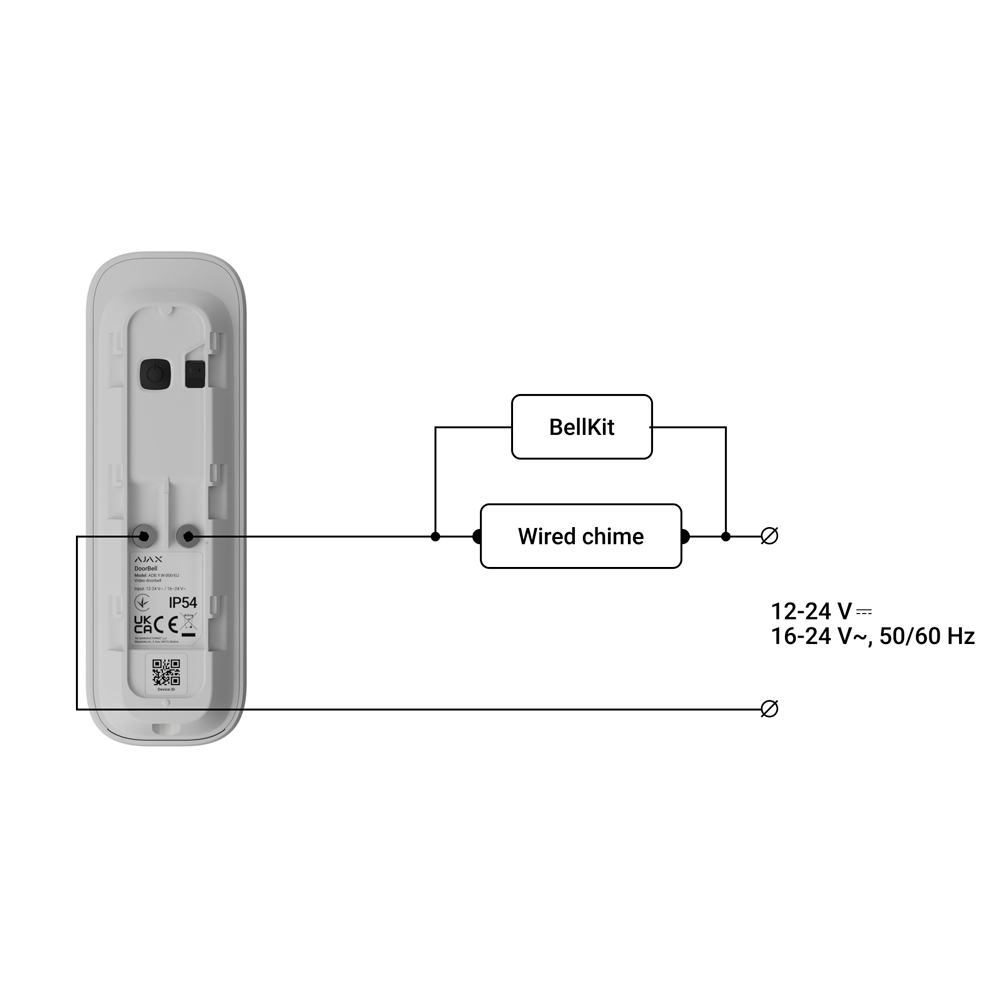 Doorbell 4 MP con IA integrada  - Detector PIR alcance hasta 4 m - Audio bidireccional con cancelación de ruido - Visión nocturna IR, alcance de hasta 6 m - Wi-Fi 2.4 GHz con respaldo de Jeweller/Wings - Color gris