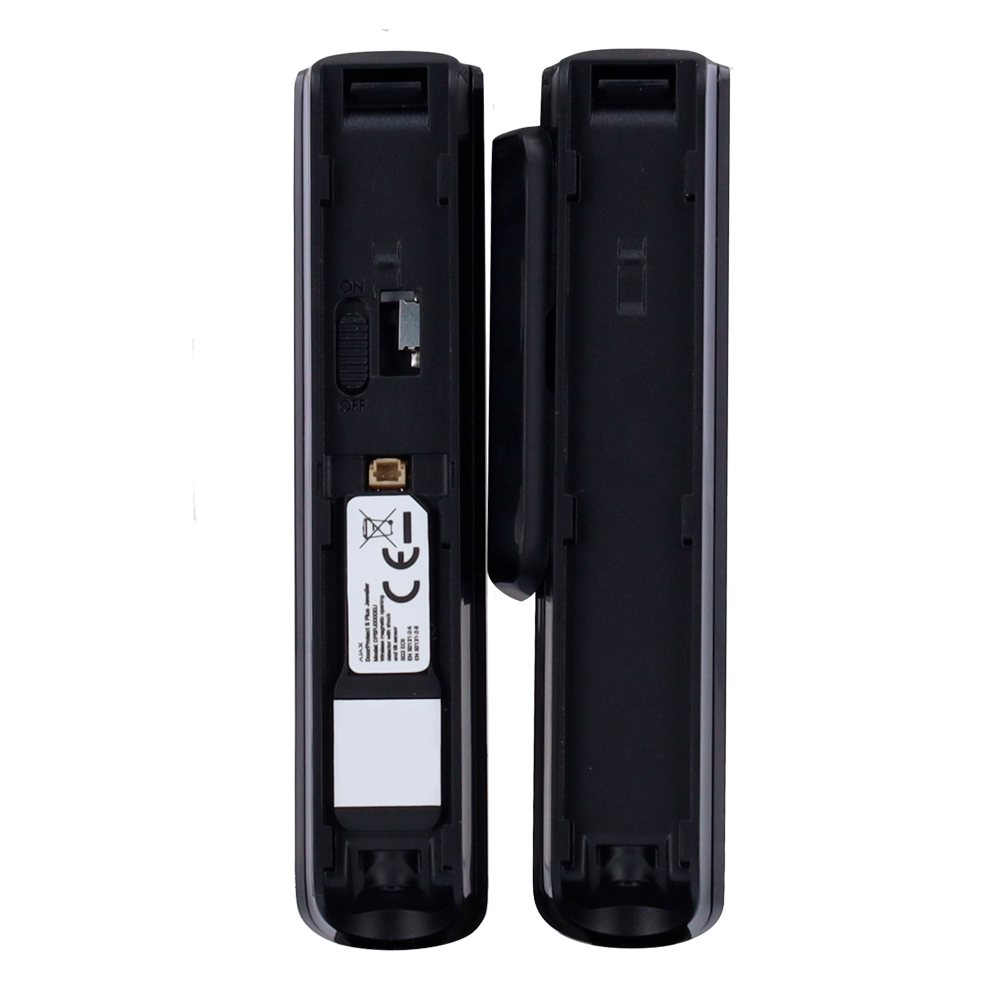 Contact magnétique - Ajax Superior - 2 relais à lames: installation d'un aimant des deux côtés - Support avec vis de fixation - Alimentation 1 batterie CR123A 3.0 V Panasonic - Sans fil 868 MHz Jeweller - Certifié Grade 2