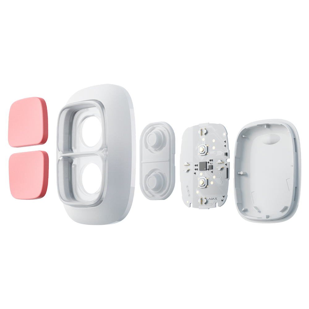 Double bouton de panique Bidirectionnel Sans fil 868 MHz Jeweller Portée espace ouvert 1300 m Pression sûre: double ou longue Alimentation 1 pile CR2032 3.0 V