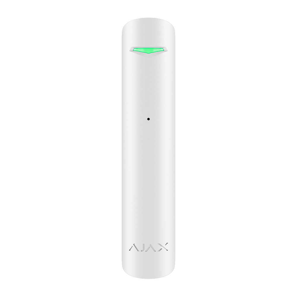 Détecteur de bris de verre - Ajax Superior - Support avec vis de fixation - Alimentation 1 batterie CR123A 3.0 V Panasonic - Sans fil 868 MHz Jeweller - Rang de détection 9 m - Certifié Grade 2