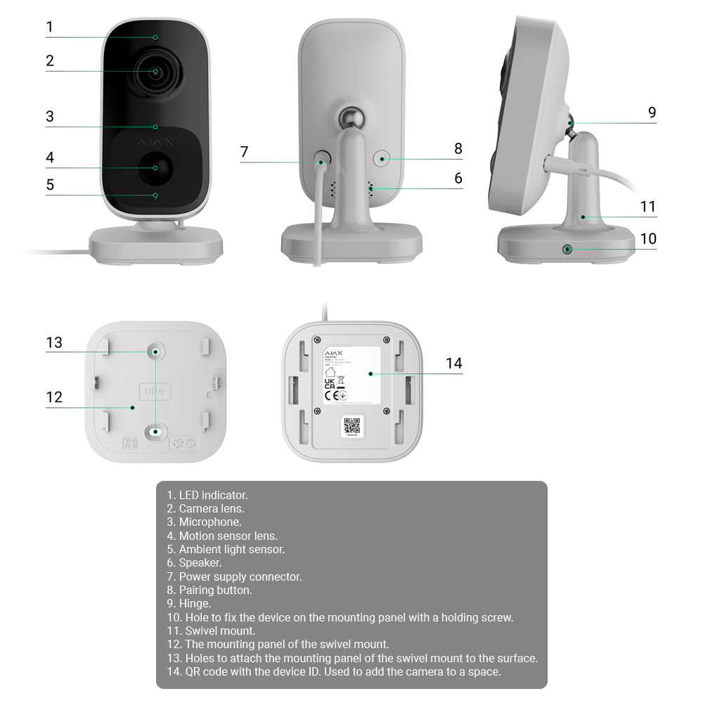 Cámara Cube IP 4 Mp - Detección de objetos por IA - IR 8 m / Detección PIR hasta 4 m - Audio bidireccional con cancelación de ruido - Wi-Fi 2.4 GHz con respaldo Jeweller/Wings - Color blanco