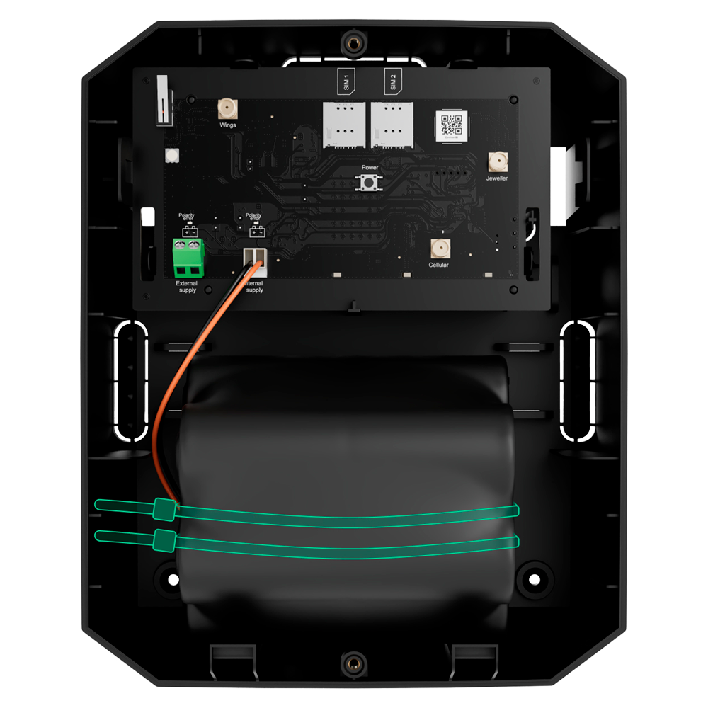 Batería interna no recargable - Conector para conectar a Hub BP incorporado  - Hasta 17 meses en modo ahorro de batería - Hasta 2.5 meses a pleno rendimiento - Tensión 7.5 V / Capacidad 95 Ah - Instalación rápida y sencilla