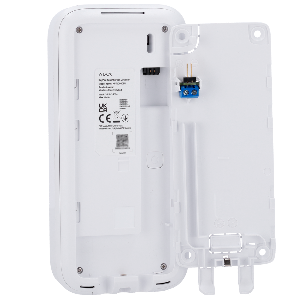 Clavier avec écran tactile IPS et lecteur RFID Armement/désarmement total ou groupé Contrôle des scénarios d'automatisation Authentification : codes, lecteur RFID ou Bluetooth Alimentation 6 piles AA 1,5 V ou 12VDC Certificat de grade 2