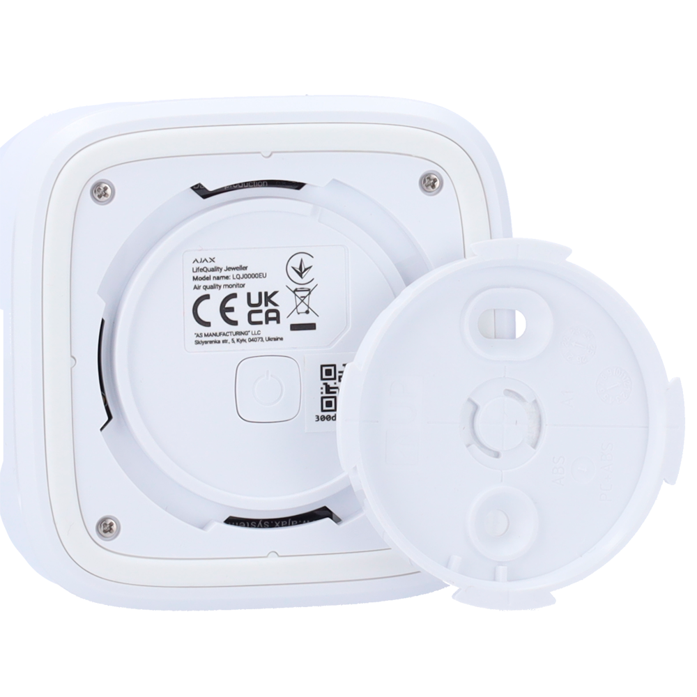 Capteur de température, humidité et CO2 Sans fil 868 MHz Jeweller Portée de communication jusqu'à 1700 mètres Affichage de la qualité de l'air par LED Accéléromètre intégré contre le sabotage Graphiques sur l'application (à venir)