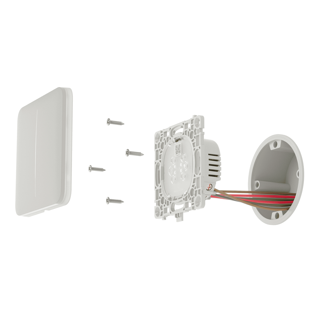 Relais interrupteur intelligent double et commutable - Sans fil 868 MHz Jeweller - Portée de communication jusqu'à 1100 m - Alimentation électrique 230 V CA 50 Hz - Pas besoin de câble neutre - Ajax - LightSwitch LightCore Vertical (2G / 2W)
