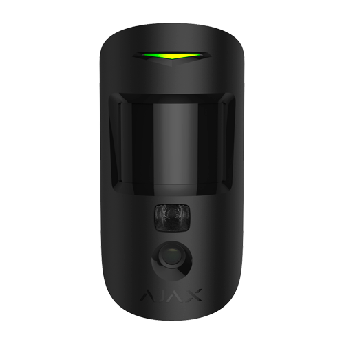 Ajax - PhotoDétecteur volumétrique IR Noir Certififié grade 2 sans fil 868 MHz Envoi d'images jusqu'à VGA (640x480) Jusqu'à 5 images par détection Immunisé Animaux domestiques / Portée de détection 12 m