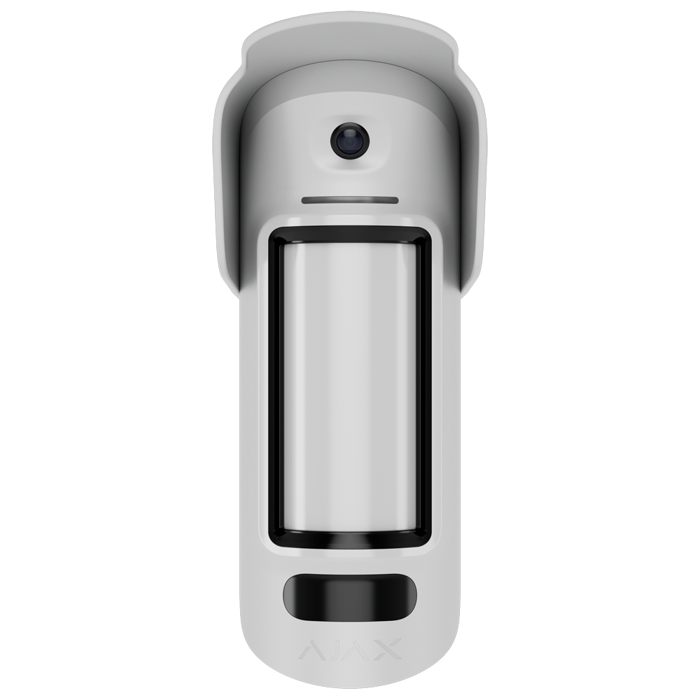 Ajax Détecteur de mouvement extérieur avec photo à la demande Double technologie: PIR et micro-ondes en bande K Gestionnaire de confidentialité / Capteur anti-masquage Jusqu'à 5 images par détection Hauteur de l'installation 2~4 m Support pivotant inclus