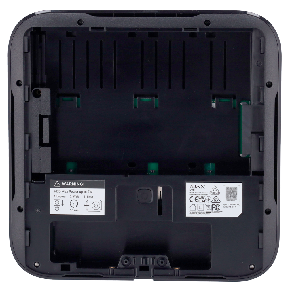 Enregistreur Vidéo 16 canaux, compression H.265/H.264, résolution jusqu'à 4K (25/30 FPS), bande passante 100 Mbps, emplacement pour 1 disque dur jusqu'à 16 To