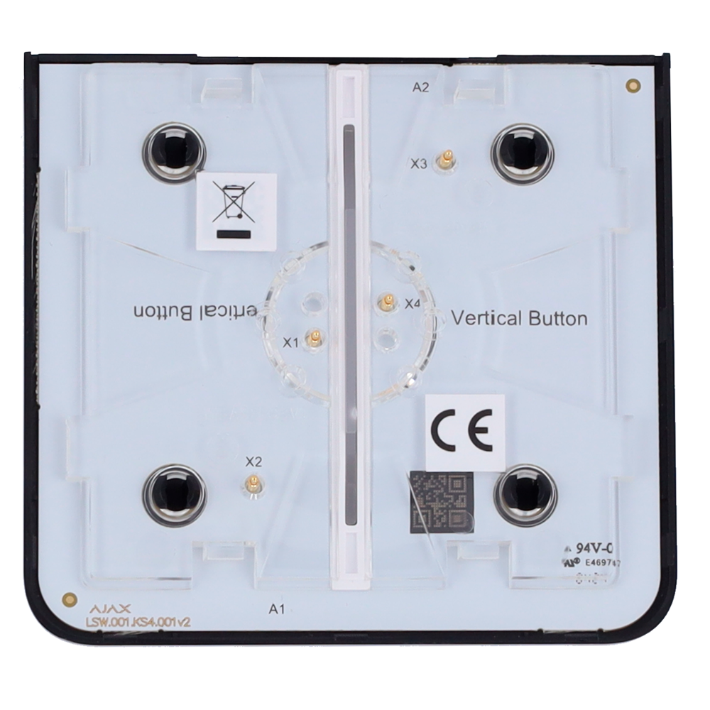 Panneau tactile pour double interrupteur d'éclairage - Compatible avec AJ-LIGHTCORE-2G-VERT - Rétro-éclairage LED - Panneau tactile latéral sans contact - Couleur noir - Ajax - LightSwitch SideButton Vertical