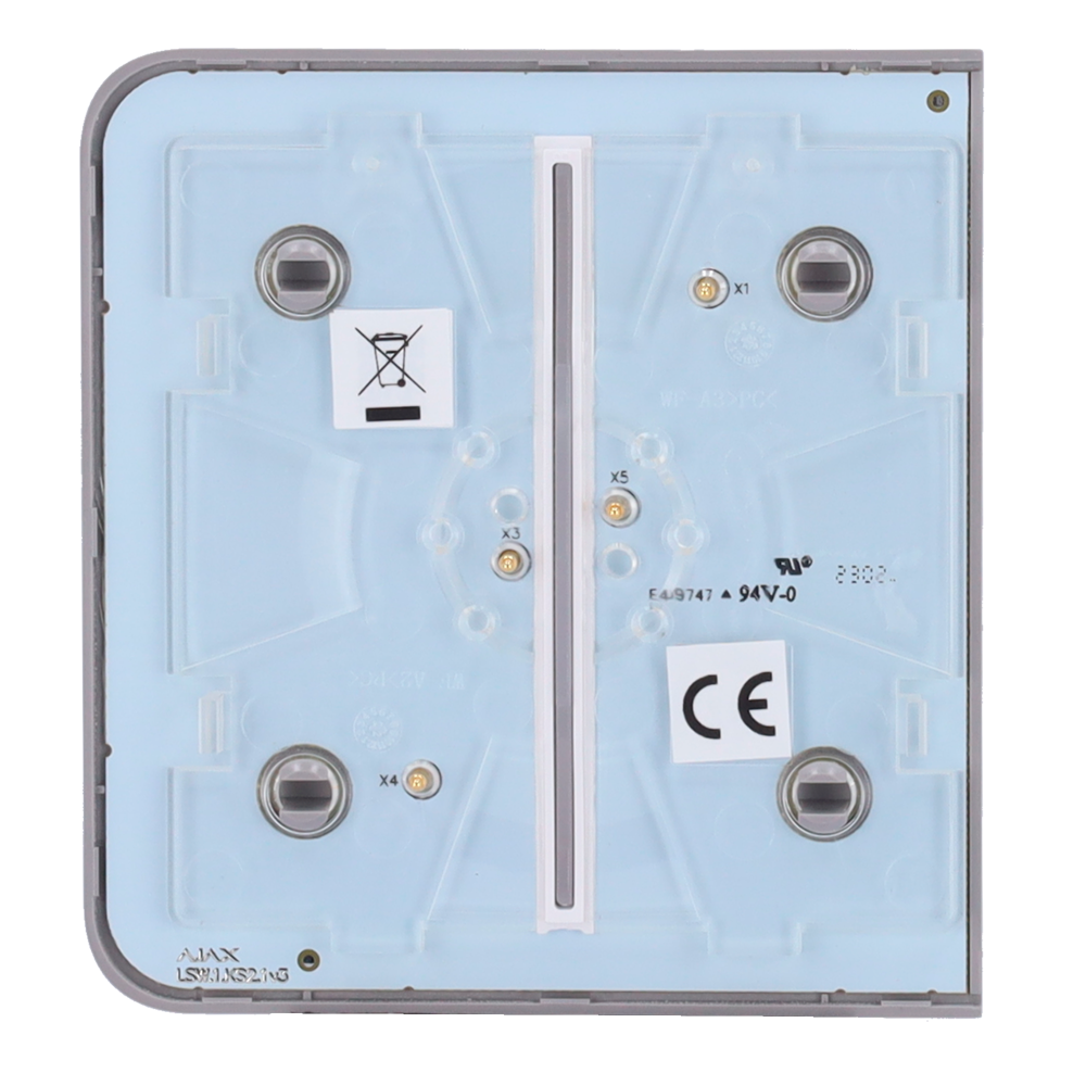 Panneau tactile pour double interrupteur d'éclairage - Compatible avec AJ-LIGHTCORE-2G - Rétro-éclairage LED - Panneau tactile latéral sans contact - Couleur Gris - Ajax - LightSwitch SideButton