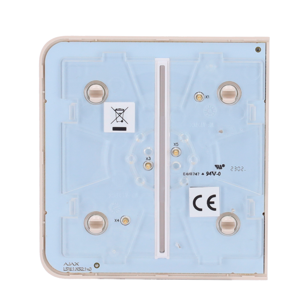 Panneau tactile pour double interrupteur d'éclairage - Compatible avec AJ-LIGHTCORE-2G - Rétro-éclairage LED - Panneau tactile latéral sans contact - Couleur ivoire - Ajax - LightSwitch SideButton