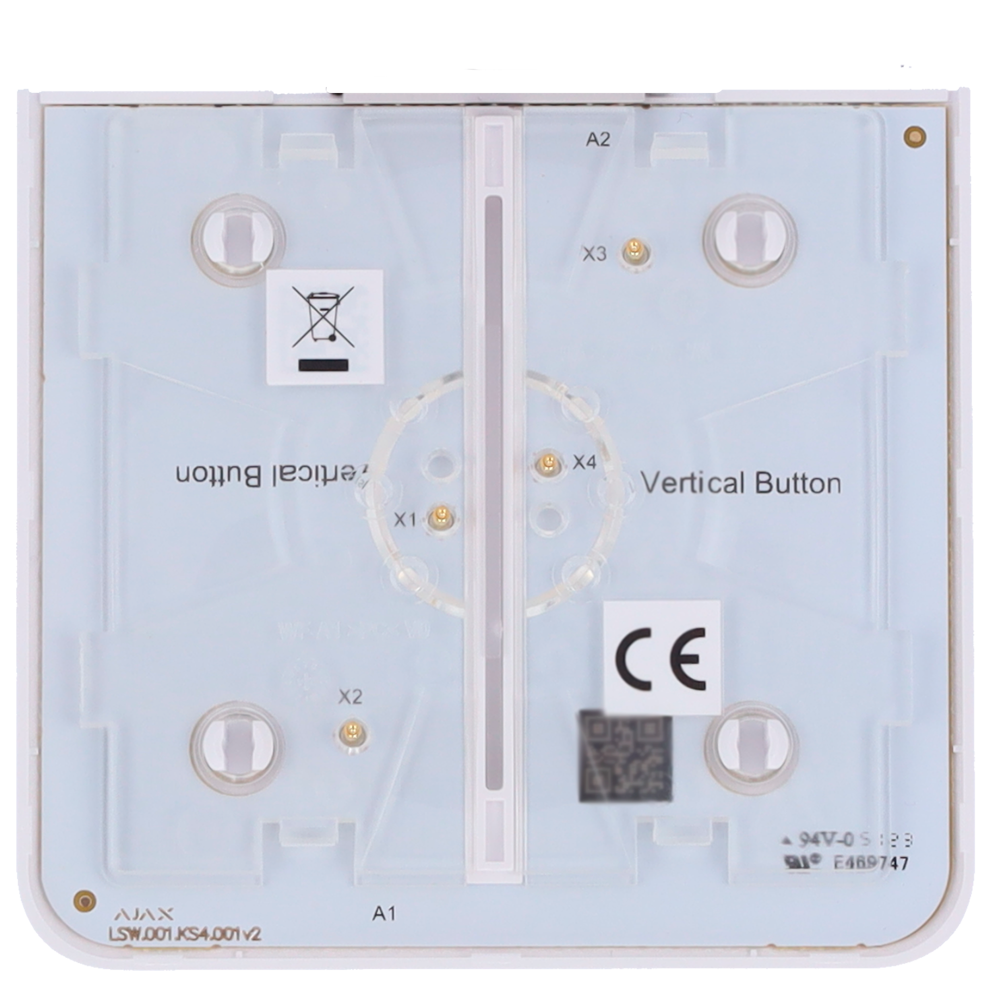 Panneau tactile pour interrupteur double vertical - Compatible avec AJ-LIGHTCORE-2G-VERT - Rétro-éclairage LED - Panneau tactile latéral sans contact - Couleur blanche - Ajax - LightSwitch SideButton Vertical