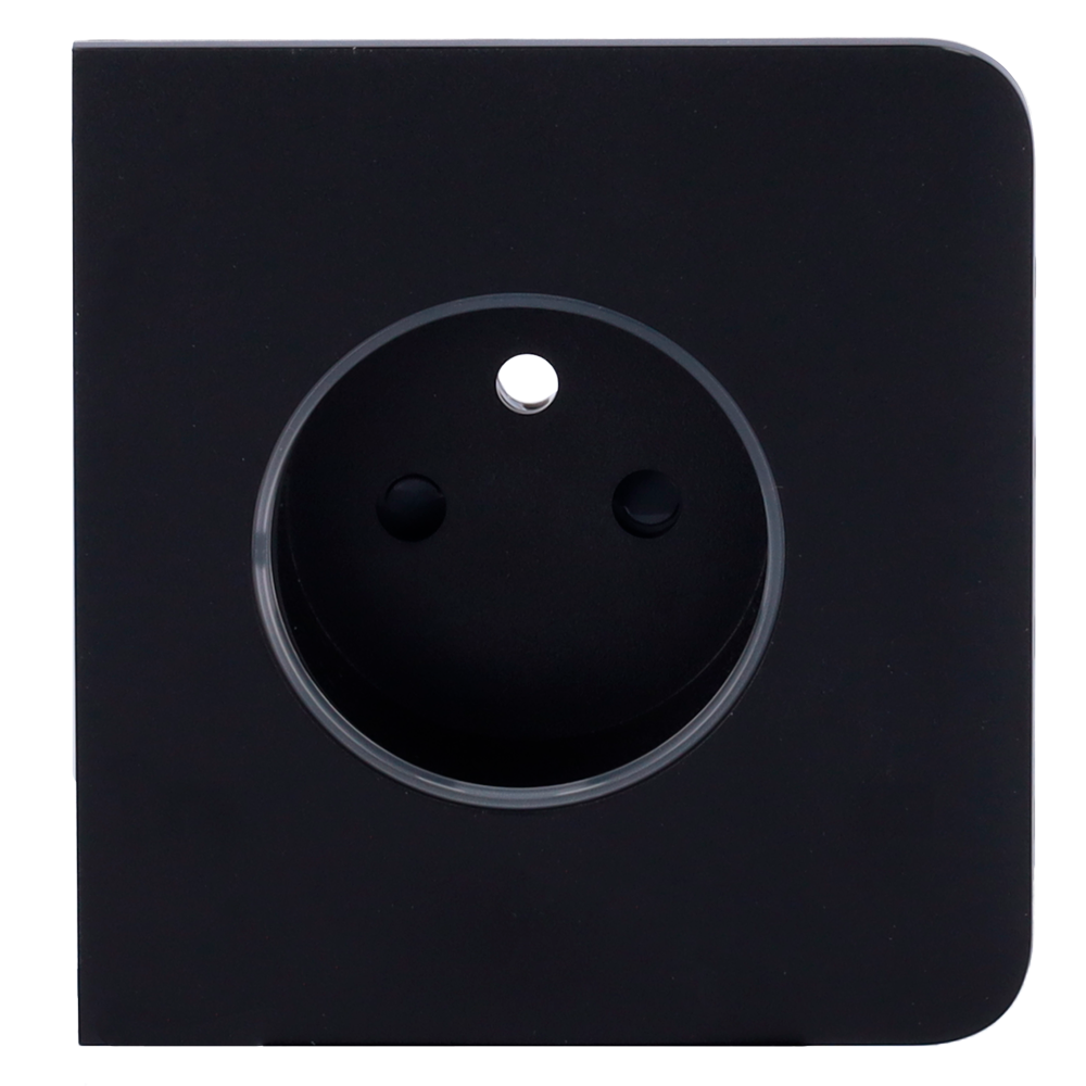 Cache-prise latéral pour fiche intelligente de type E - Compatible avec AJ-OUTLETCORE-SMART-E - Indicateur LED de l'état de la prise et de la consommation d'énergie - Bouton tactile pour la commande manuelle - Rétro alimentation LED - Couleur noir