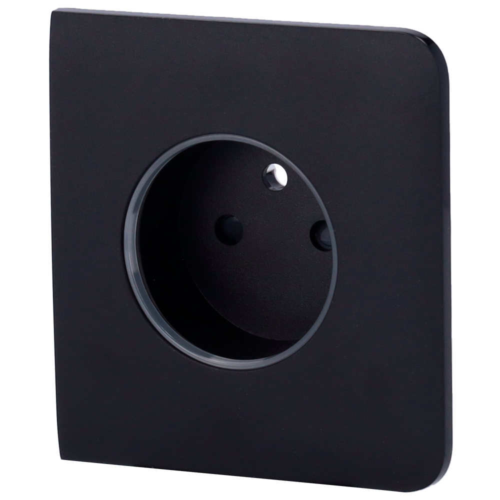 Cache-prise latéral pour fiche intelligente de type E - Compatible avec AJ-OUTLETCORE-SMART-E - Indicateur LED de l'état de la prise et de la consommation d'énergie - Bouton tactile pour la commande manuelle - Rétro alimentation LED - Couleur noir