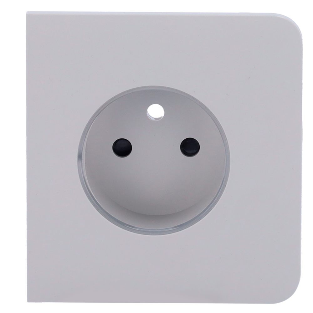 Cache-prise latéral pour fiche intelligente de type E - Compatible avec AJ-OUTLETCORE-SMART-E - Indicateur LED de l'état de la prise et de la consommation d'énergie - Bouton tactile pour la commande manuelle - Rétro alimentation LED - Couleur brouillard