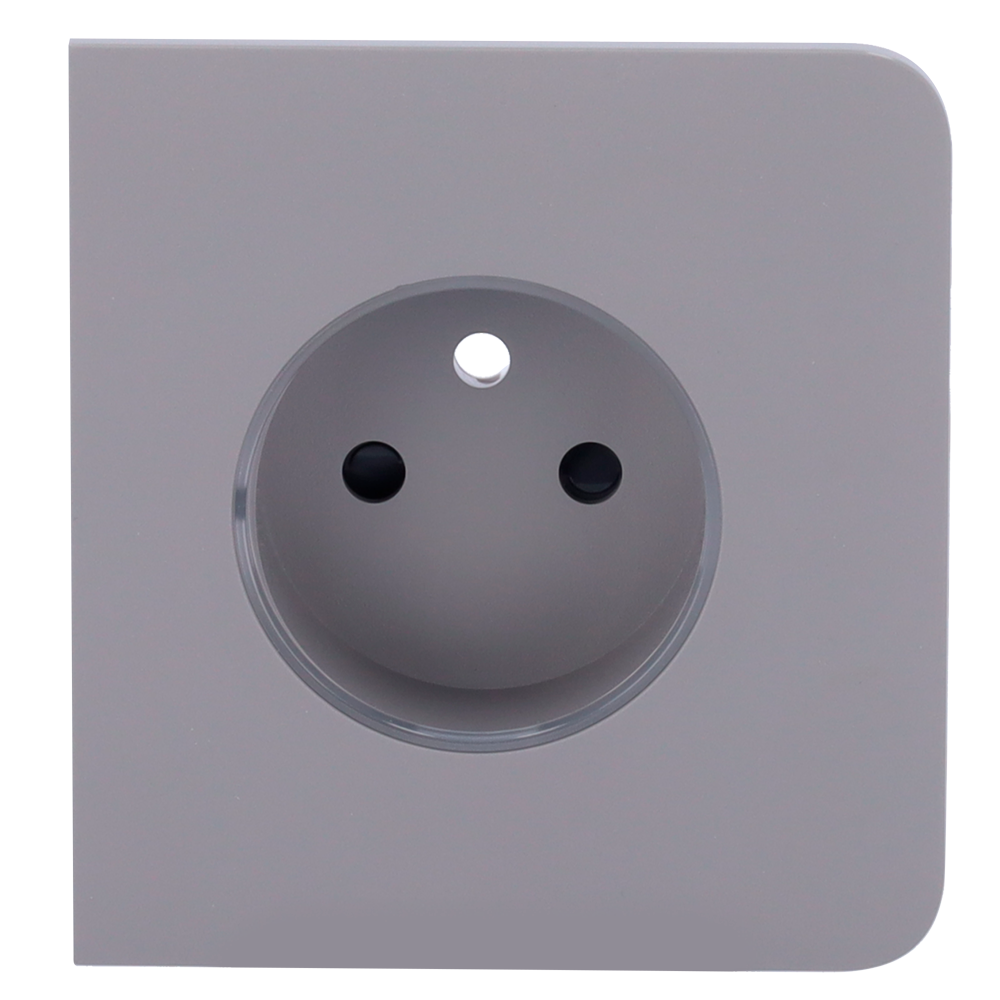 Cache-prise latéral pour fiche intelligente de type E - Compatible avec AJ-OUTLETCORE-SMART-E - Indicateur LED de l'état de la prise et de la consommation d'énergie - Bouton tactile pour la commande manuelle - Rétro alimentation LED - Couleur Gris