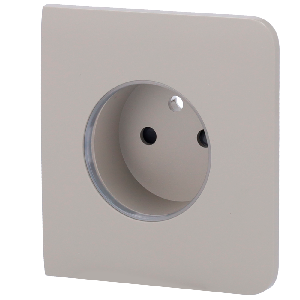 Cache-prise latéral pour fiche intelligente de type E - Compatible avec AJ-OUTLETCORE-SMART-E - Indicateur LED de l'état de la prise et de la consommation d'énergie - Bouton tactile pour la commande manuelle - Rétro alimentation LED - Couleur olive