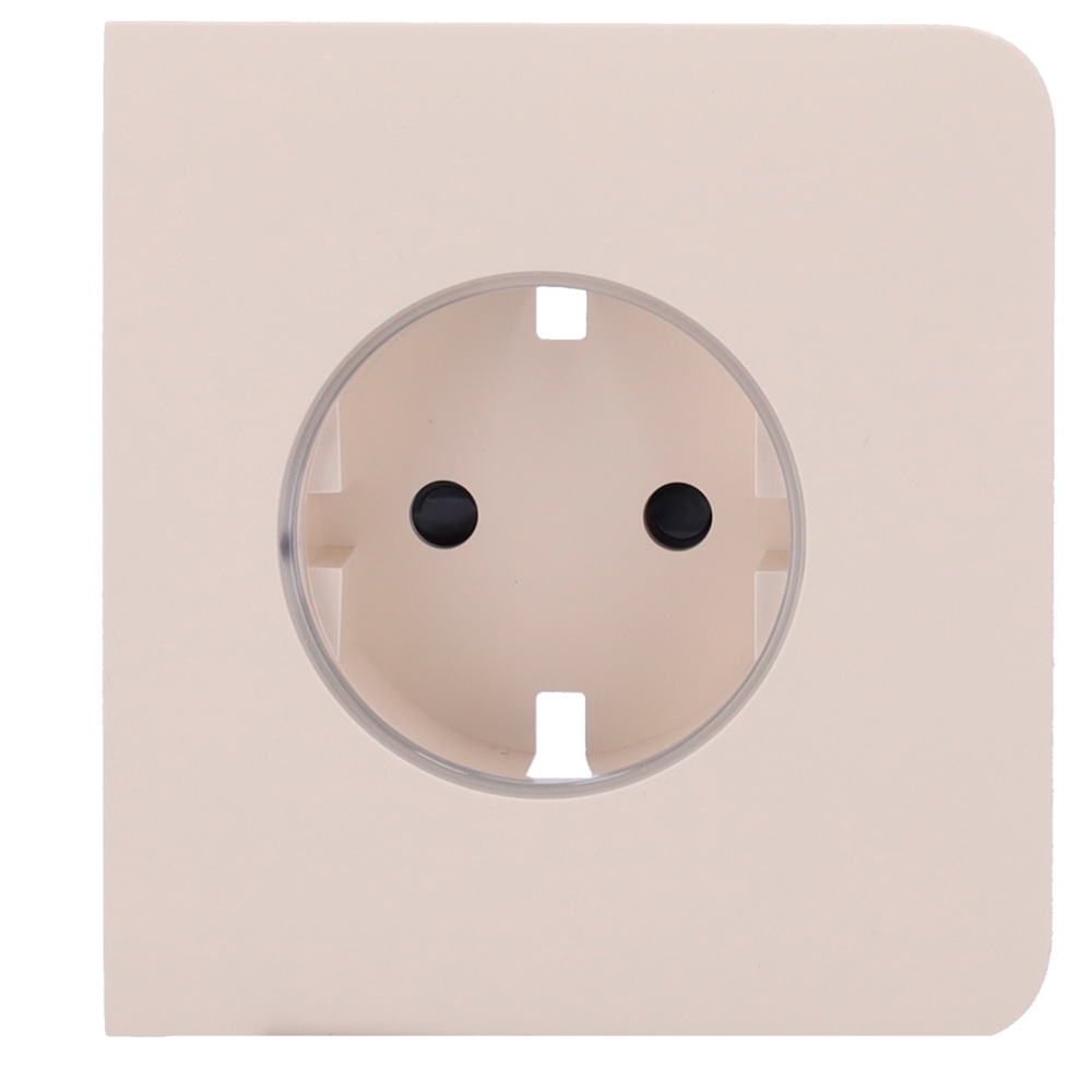 Cache-prise latéral pour fiche intelligente de type F - Compatible avec AJ-OUTLETCORE-SMART - Indicateur LED de l'état de la prise et de la consommation d'énergie - Bouton tactile pour la commande manuelle - Rétro alimentation LED - Couleur ivoire