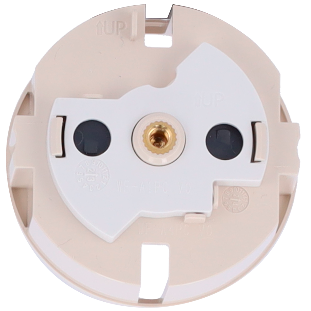 Cache-prise latéral pour fiche intelligente de type F - Compatible avec AJ-OUTLETCORE-SMART - Indicateur LED de l'état de la prise et de la consommation d'énergie - Bouton tactile pour la commande manuelle - Rétro alimentation LED - Couleur ivoire