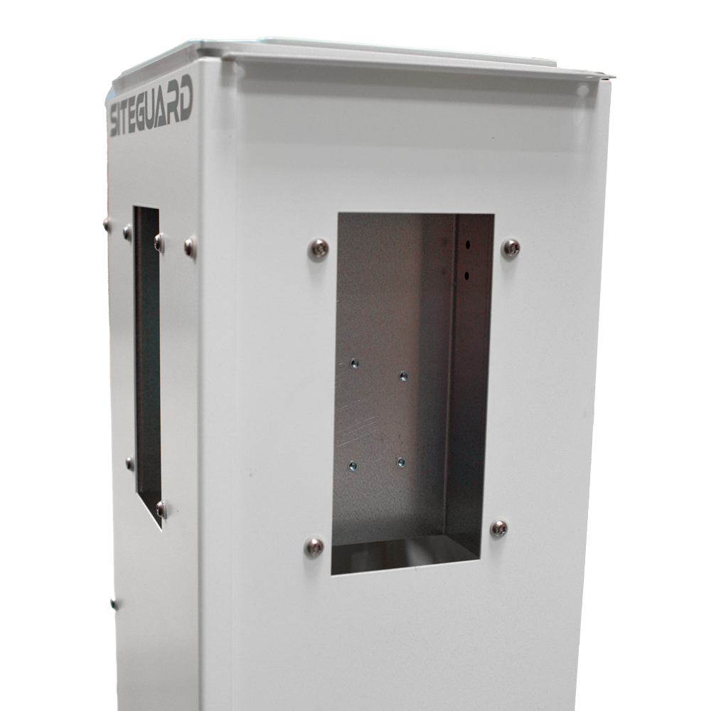 Tour de protection périmétrique 360º - Alimentation en énergie solaire / Vérification des photos -  Panneau solaire et régulateur MPPT inclus - Base avec 2 blocs anti-vibration  - Connexion pour la batterie de secours au plomb 12 V - Compatible avec Ajax