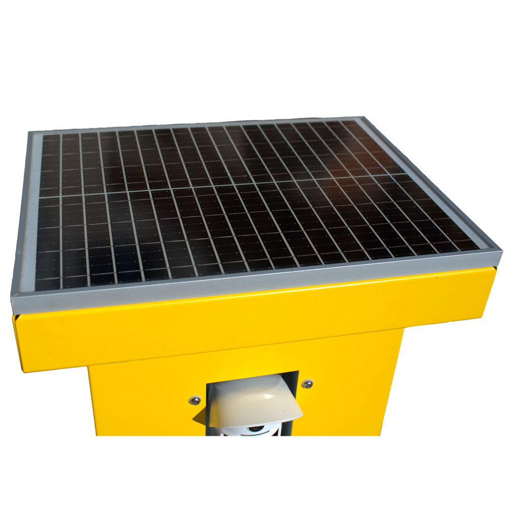 Tour de protection périmétrique 360º - Alimentation en énergie solaire / Vérification des photos -  Panneau solaire et régulateur MPPT inclus - Base avec 2 blocs anti-vibration  - Connexion pour la batterie de secours au plomb 12 V - Compatible avec Ajax