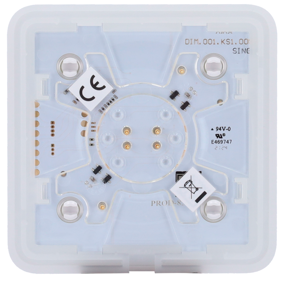 Panel táctil para interruptor de luz regulable - Compatible con AJ-LIGHTCORE-DIMMER - Retroiluminación LED - Panel táctil sin contacto - Color blanco - Ajax - LightSwitch SoloButton (Dimmer)