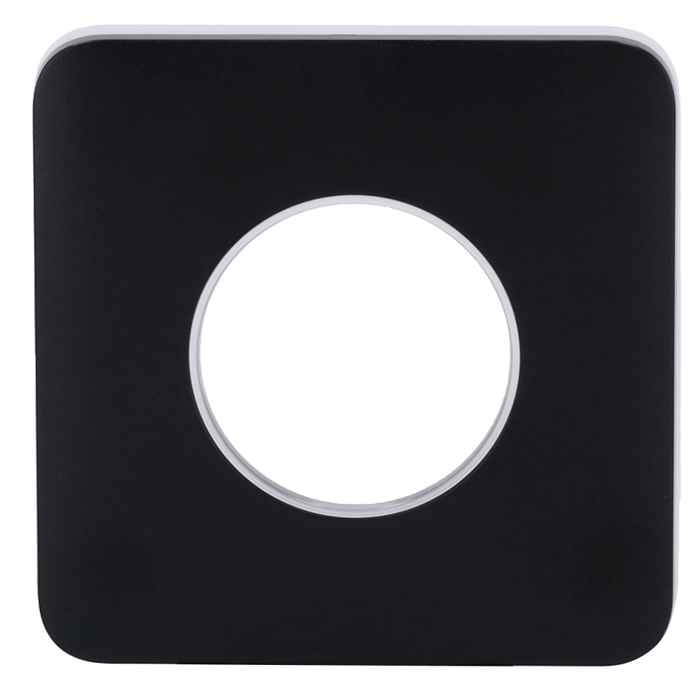 Cache-prise avant pour fiche intelligente de type E - Compatible avec AJ-OUTLETCORE-SMART-E - Indicateur LED de l'état de la prise et de la consommation d'énergie - Bouton tactile pour la commande manuelle - Rétro alimentation LED - Couleur noir