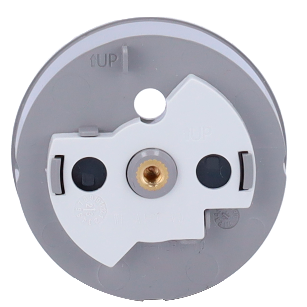 Cache-prise avant pour fiche intelligente de type E - Compatible avec AJ-OUTLETCORE-SMART-E - Indicateur LED de l'état de la prise et de la consommation d'énergie - Bouton tactile pour la commande manuelle - Rétro alimentation LED - Couleur Gris