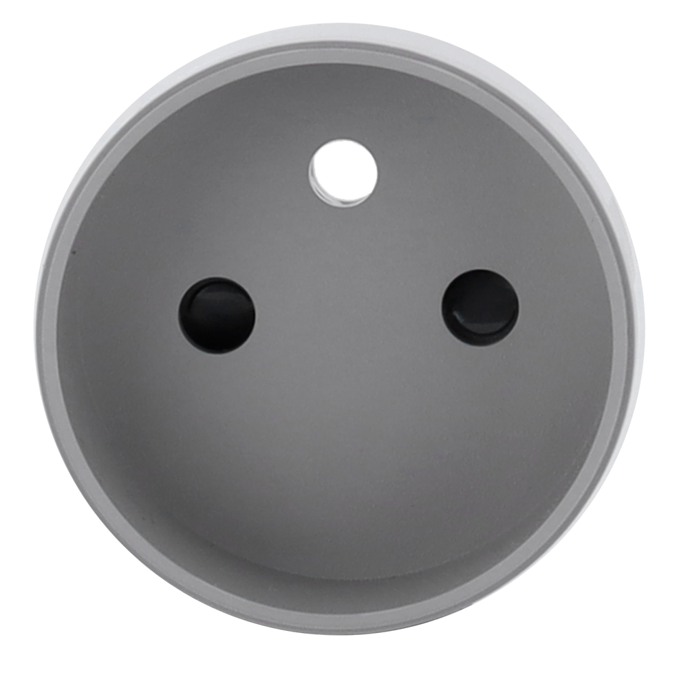 Cache-prise avant pour fiche intelligente de type E - Compatible avec AJ-OUTLETCORE-SMART-E - Indicateur LED de l'état de la prise et de la consommation d'énergie - Bouton tactile pour la commande manuelle - Rétro alimentation LED - Couleur Gris
