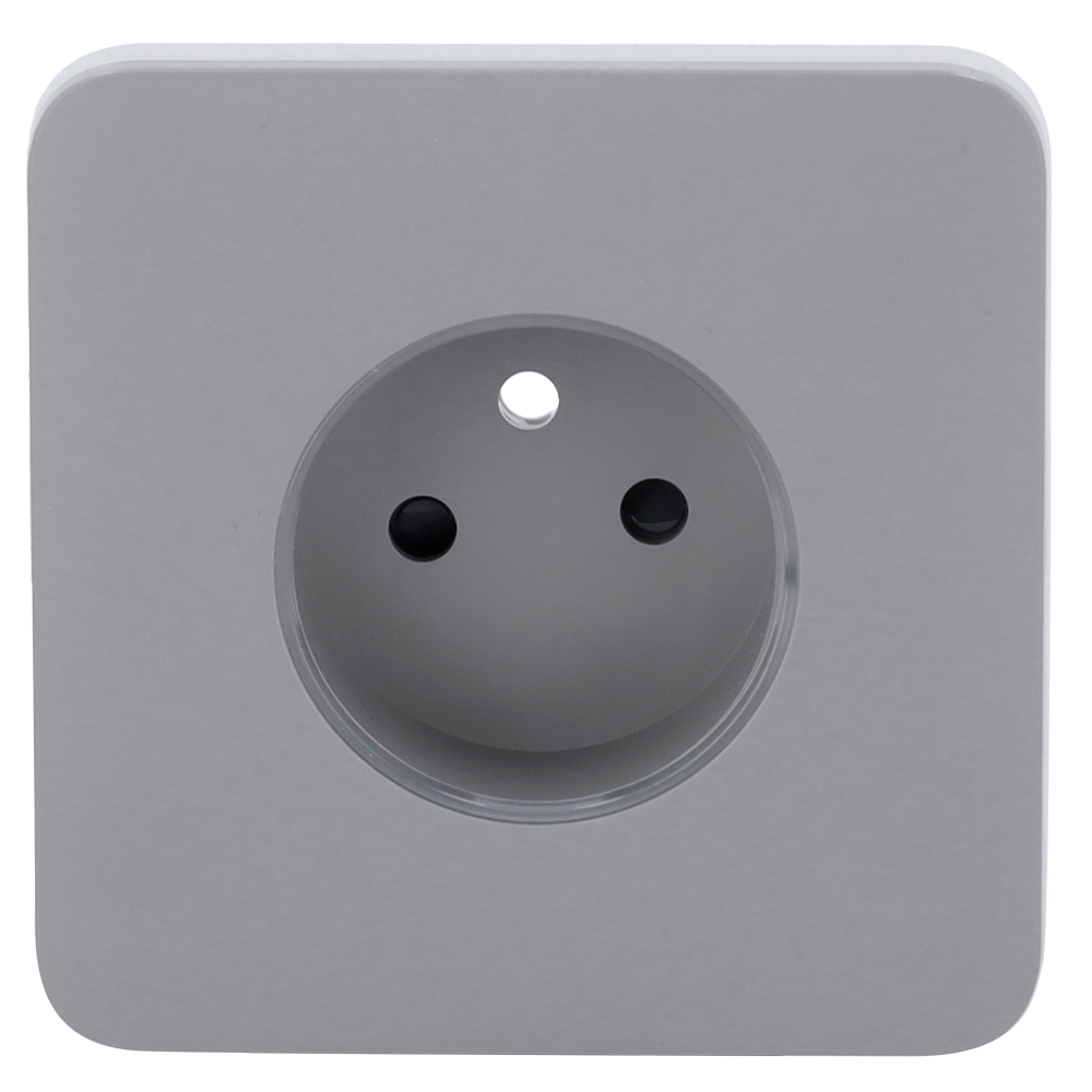 Cache-prise avant pour fiche intelligente de type E - Compatible avec AJ-OUTLETCORE-SMART-E - Indicateur LED de l'état de la prise et de la consommation d'énergie - Bouton tactile pour la commande manuelle - Rétro alimentation LED - Couleur Gris