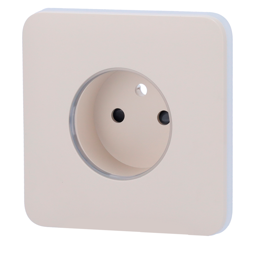 Cache-prise avant pour fiche intelligente de type E - Compatible avec AJ-OUTLETCORE-SMART-E - Indicateur LED de l'état de la prise et de la consommation d'énergie - Bouton tactile pour la commande manuelle - Rétro alimentation LED - Couleur ivoire