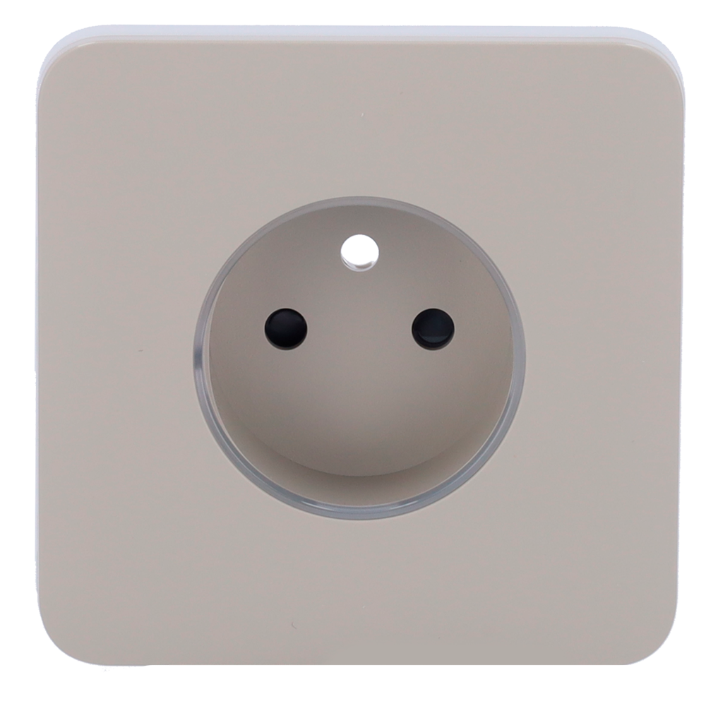 Cache-prise avant pour fiche intelligente de type E - Compatible avec AJ-OUTLETCORE-SMART-E - Indicateur LED de l'état de la prise et de la consommation d'énergie - Bouton tactile pour la commande manuelle - Rétro alimentation LED - Couleur olive