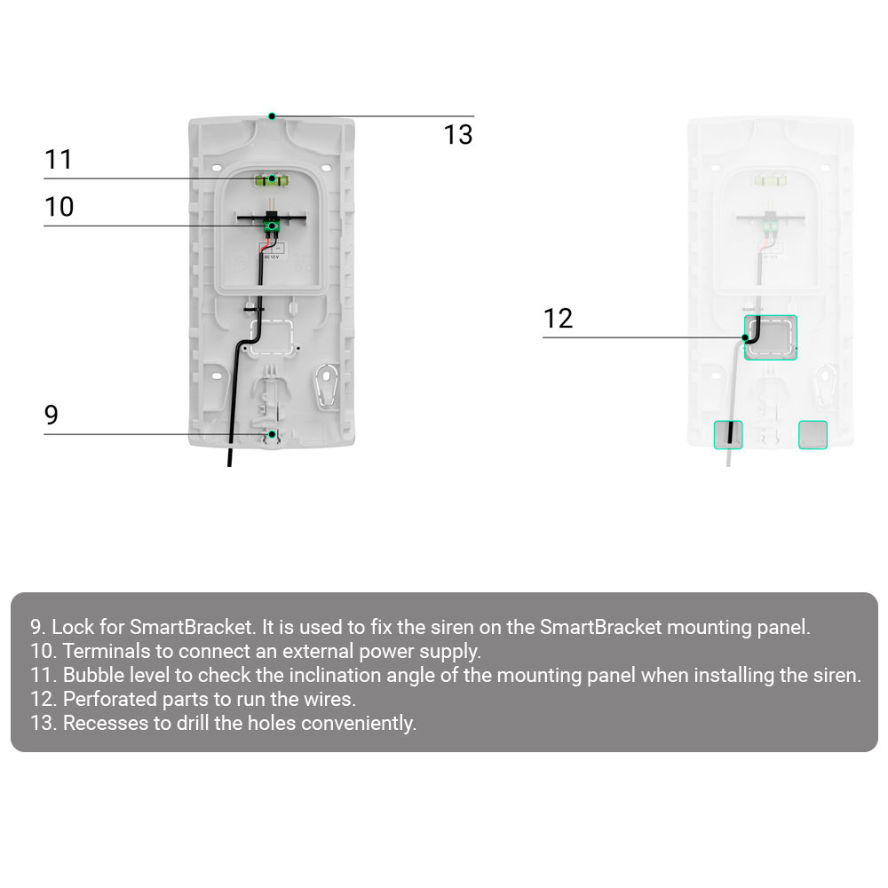Sirena exterior certificado NFA2P y grado 2 - Ajax Superior - Detección y alerta de inhibición - Alimentación 8 pilas CR123A 3.0 V Huiderui - Inalámbrico 868 MHz Jeweller - Presión sonora máxima 107 dB