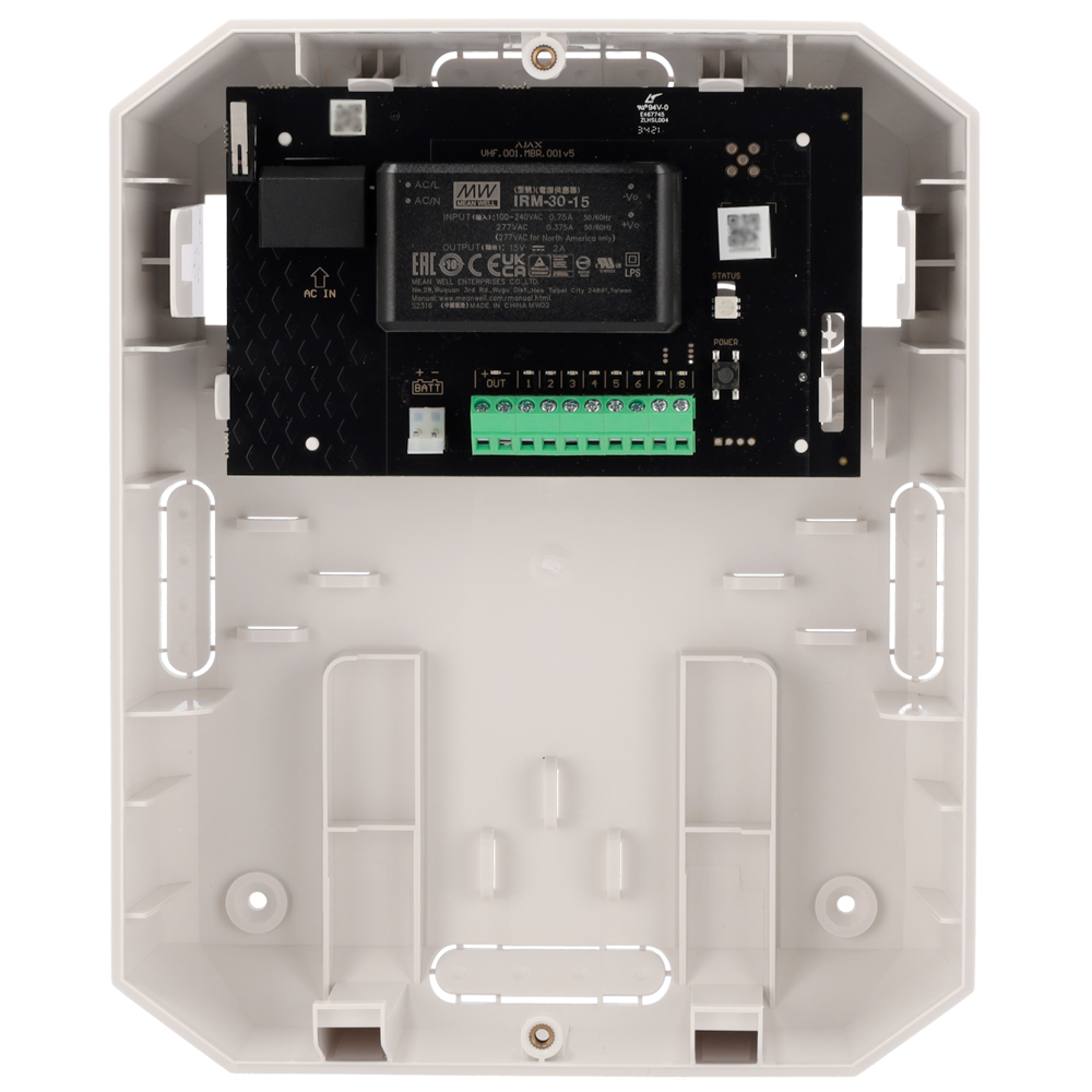 Module pour la connexion d'émetteurs VHF tiers - Sans fil 868 MHz Jeweller - 8 sorties potentielles - Sorties à potentiel faible/élevé -  Transmet en impulsion ou en bistable - Prise en charge de l'émetteur VHF avec des entrées de relais