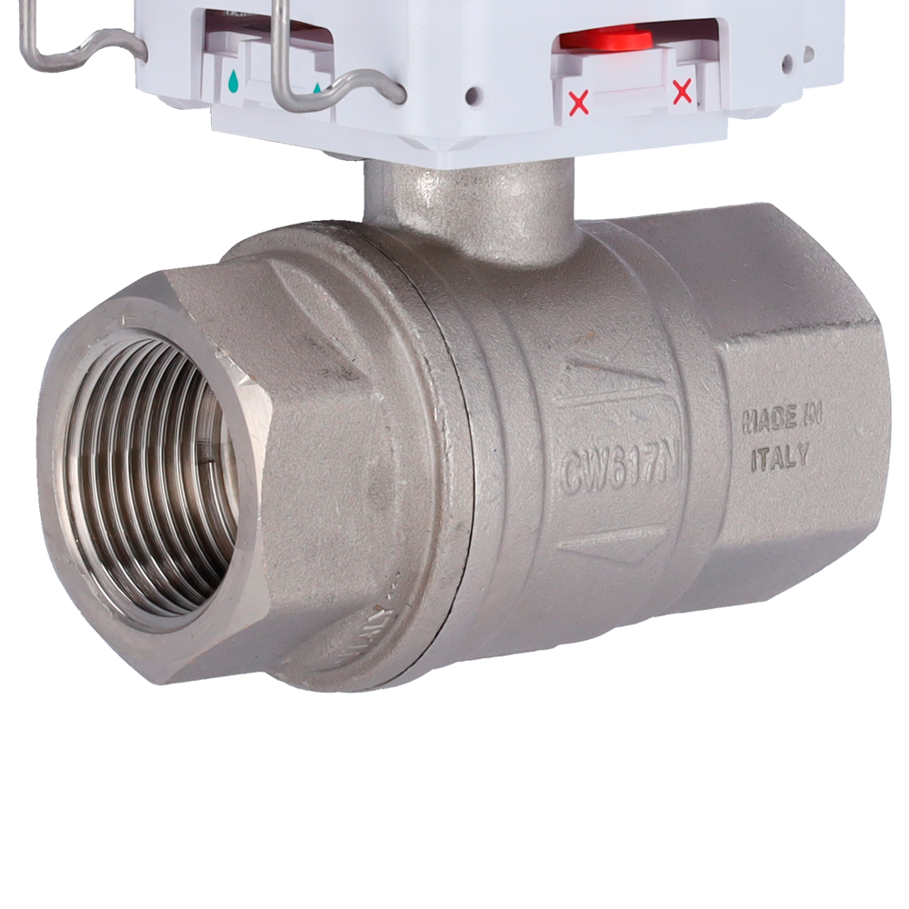 Electrovanne de fermeture de l'eau - Valve Bonomi de 1" (DN 25)) - Compatible avec les canalisations d'eau chaude et froide - Fermeture de la vanne en moins de 5 secondes - Prise en charge des scénarios d'automatisation - Alimentation 4 batteries CR123A ou à 7,5~14 VDC