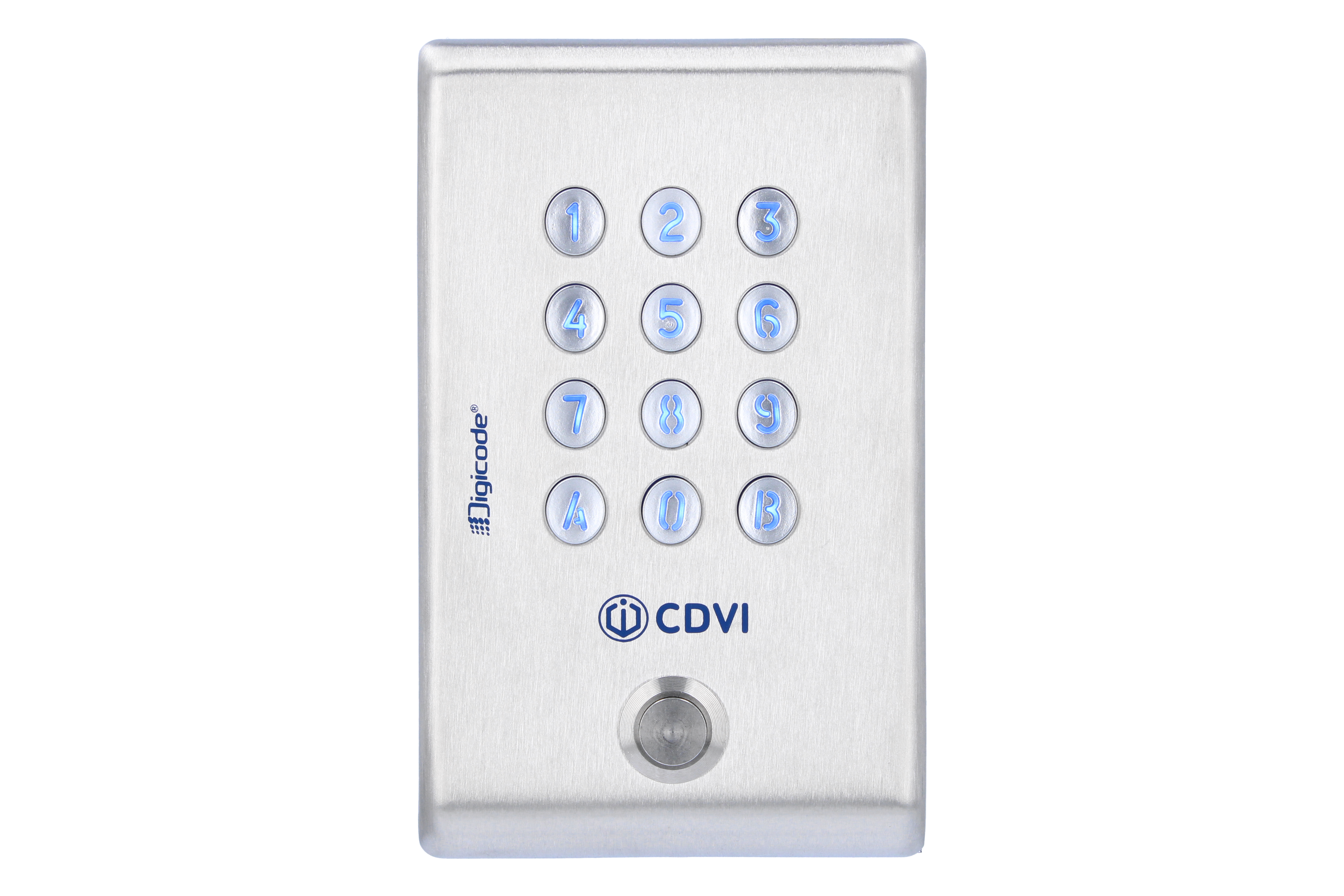 Clavier codé Digicode® inox 100 codes + bouton poussoir - 2 relais électronique intégrée 12-24 VDC