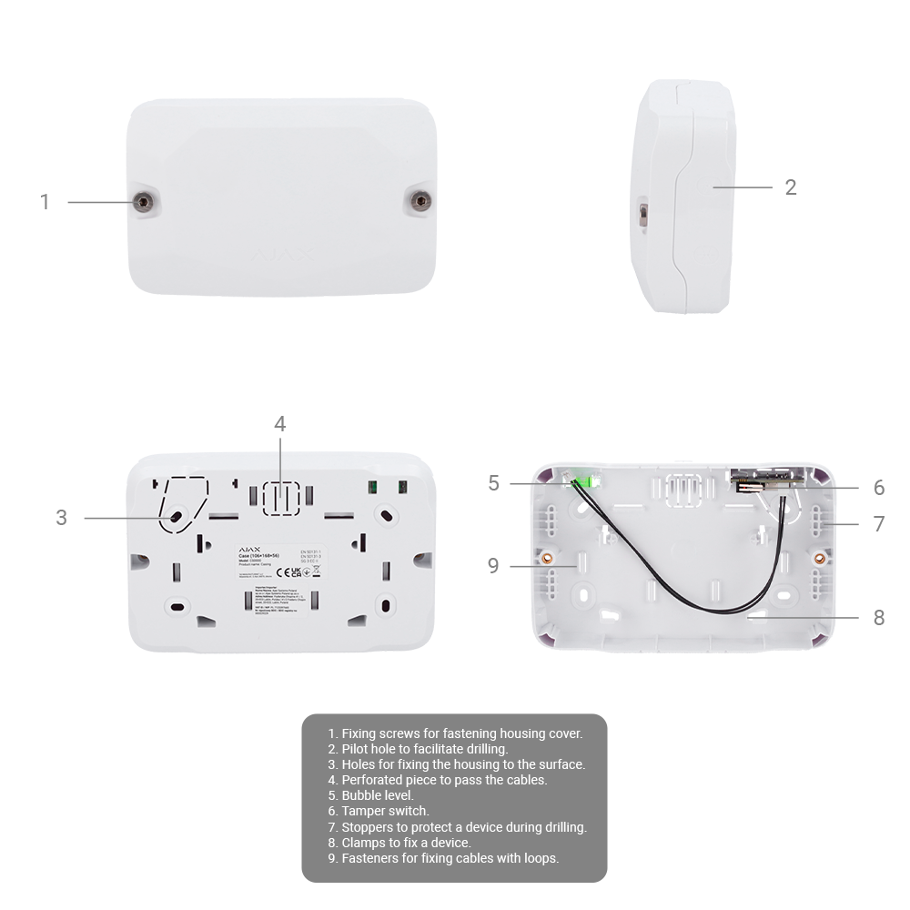 Boîtier blanc pour un module Fibra Compatible avec les cartes : LineProtect, LineSplit et MultiRelay, Niveau à bulle préinstallé auto-protection fournie